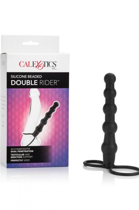 Насадка на пенис для двойного проникновения Silicone Beaded Double Rider - 14 см. - California Exotic Novelties - в Сызрани купить с доставкой