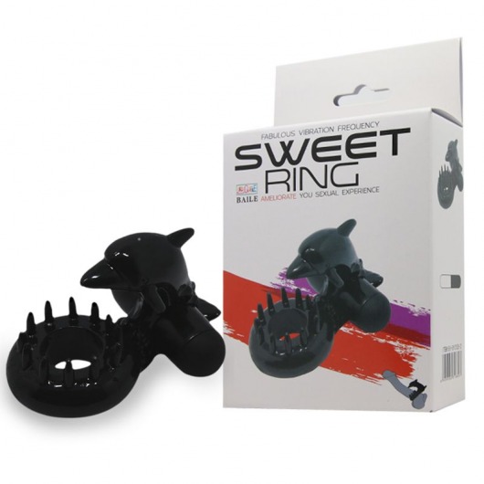 Чёрное эрекционное виброкольцо Sweet Ring с дельфинчиком - Baile - в Сызрани купить с доставкой