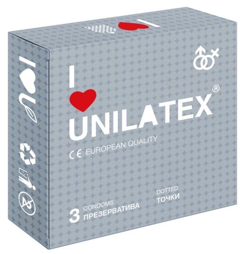 Презервативы с точками Unilatex Dotted - 3 шт. - Unilatex - купить с доставкой в Сызрани