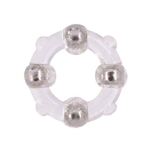 Эрекционное кольцо с 4 бусинами MENZSTUFF STUD RING CLEAR - Dream Toys - в Сызрани купить с доставкой