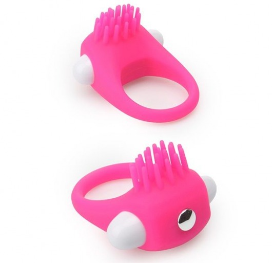 Розовое эрекционное кольцо с щеточкой LIT-UP SILICONE STIMU RING 5 - Dream Toys - в Сызрани купить с доставкой