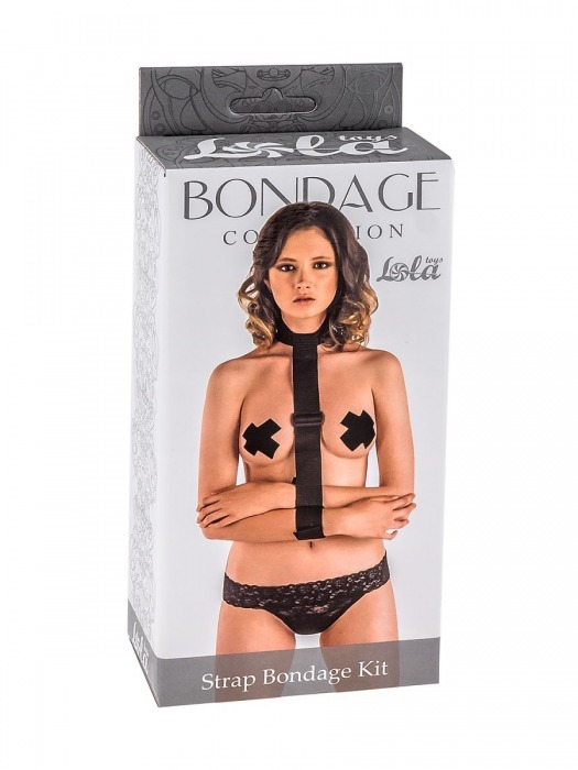 Ошейник с длинной лентой и наручниками Strap Bondage Kit One Size - Lola Games - купить с доставкой в Сызрани