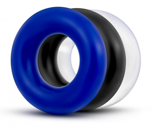 Набор из 3 разноцветных колец Stay Hard Donut Rings - Blush Novelties - в Сызрани купить с доставкой