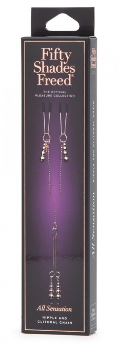 Золотистые зажимы для сосков и клитора All Sensation Nipple and Clitoral Chain - Fifty Shades of Grey - купить с доставкой в Сызрани
