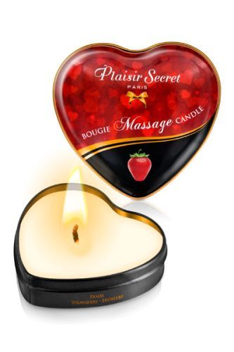 Массажная свеча с ароматом клубники Bougie Massage Candle - 35 мл. - Plaisir Secret - купить с доставкой в Сызрани