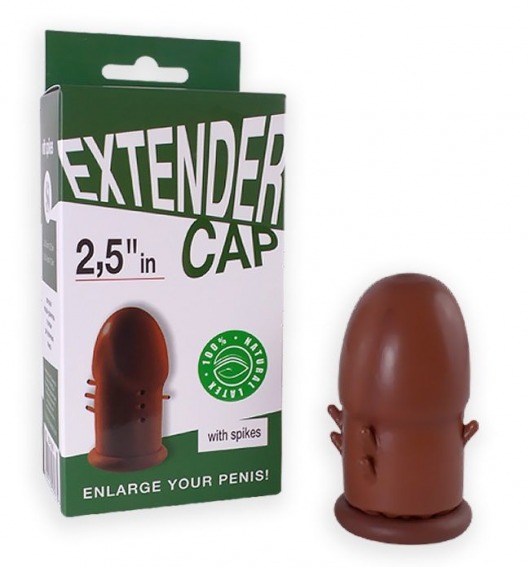 Коричневый латексный удлинитель пениса 2.5 in с шипиками - Sitabella - в Сызрани купить с доставкой