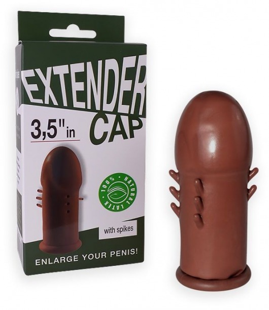 Коричневый латексный удлинитель пениса 3.5 in с шипиками - Sitabella - в Сызрани купить с доставкой
