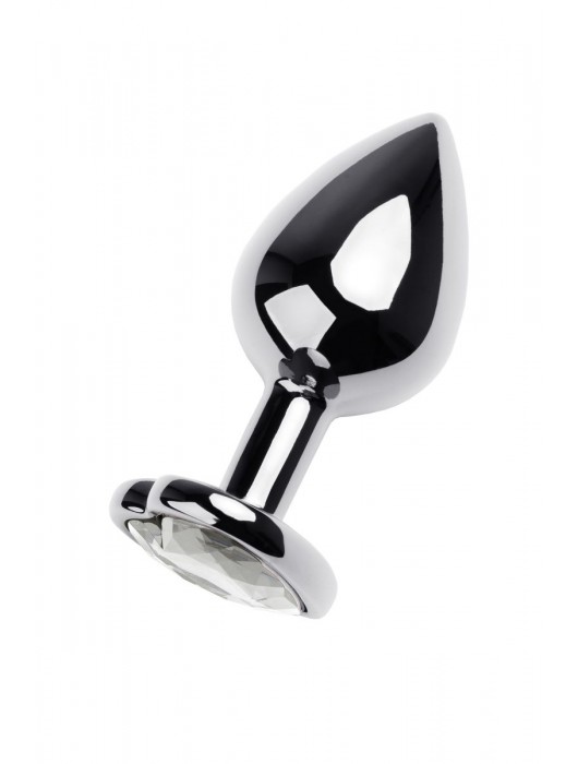 Серебристая анальная пробка с прозрачным кристаллом-сердцем - 8 см. - ToyFa - купить с доставкой в Сызрани