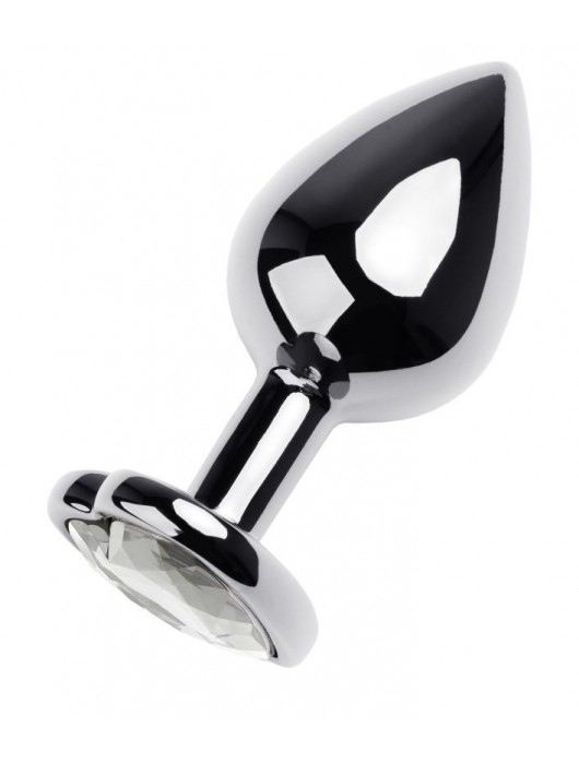 Серебристая анальная пробка с прозрачным кристаллом-сердцем - 8 см. - ToyFa - купить с доставкой в Сызрани